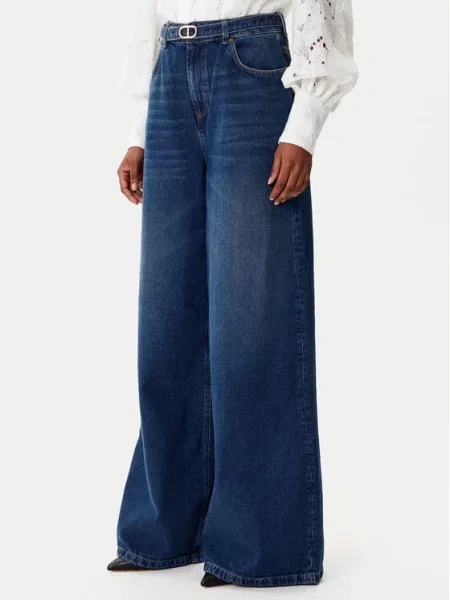 TWINSET Τζιν Σκούρο Wide Leg μπλε