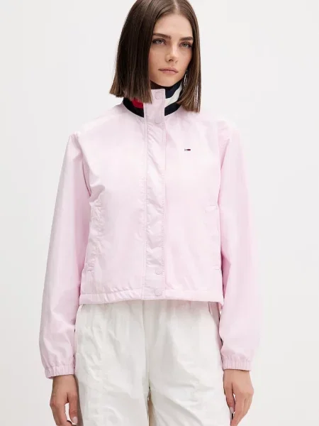 Tommy Jeans přechodová bunda růžová