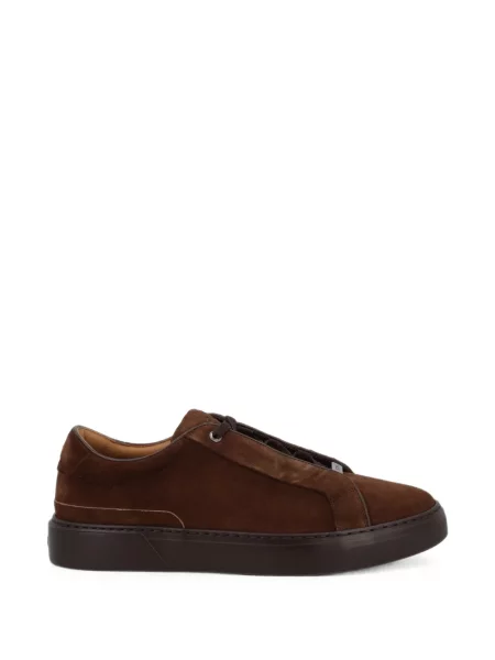 Sneakerși Boss din piele de căprioară maro