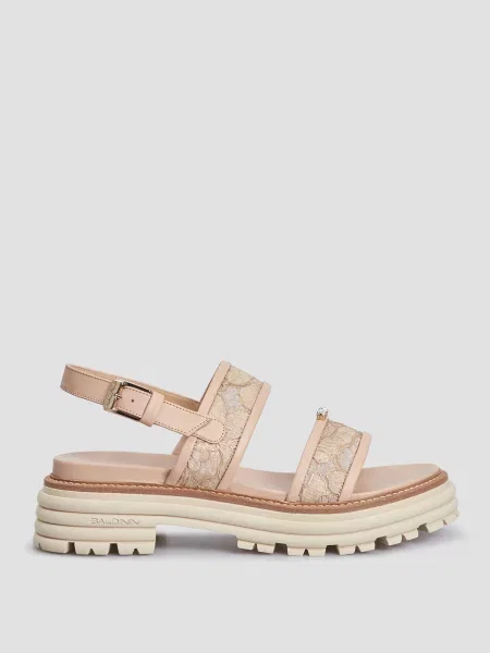 Шкіряні босоніжки Baldinini бежеві