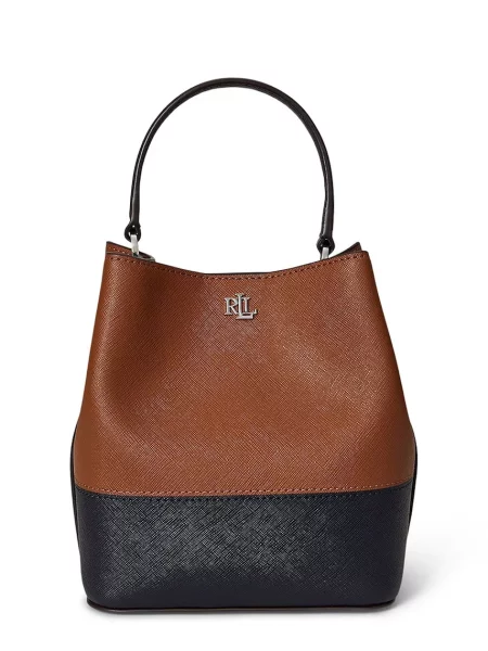 Usnjena torbica Lauren Ralph Lauren rjava