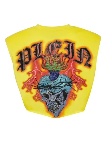 Top Philipp Plein o skróconej długości żółty