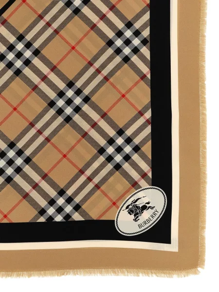 Fular Burberry cu franjuri în carouri maro