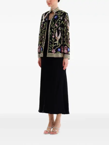 Geacă Dina Melwani cu model floral negru