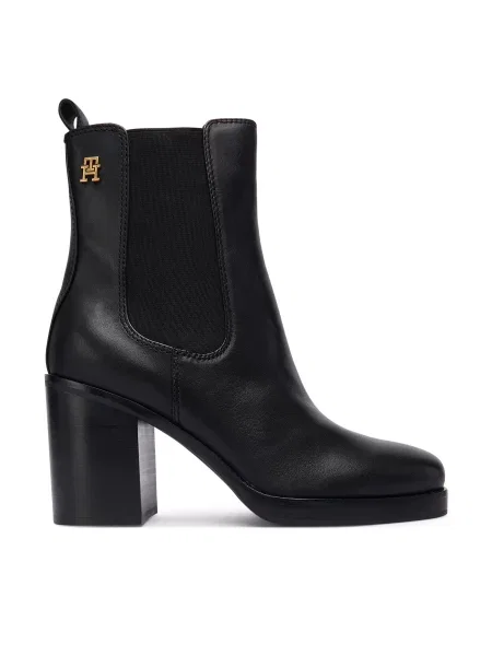 Tommy Hilfiger Škornji Square Toe Chelsea High Block Hl črna