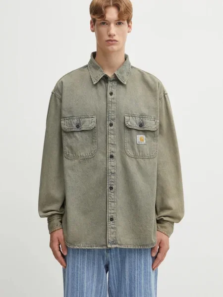 Džínová košile Carhartt WIP Tigan relaxed s klasickým límcem béžová