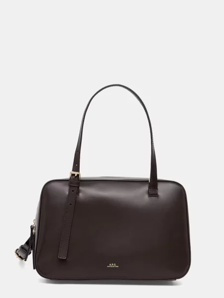 A.P.C. geantă crossbody pentru femei din piele SAC VIRGINIE BOX maro