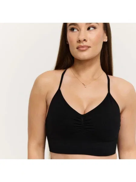 Biustonosz sportowy fitness bezszwowy Sculpt Seamless czarny