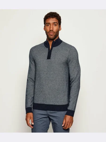 BOSS Pulover H-Hettore Bleumarin negru