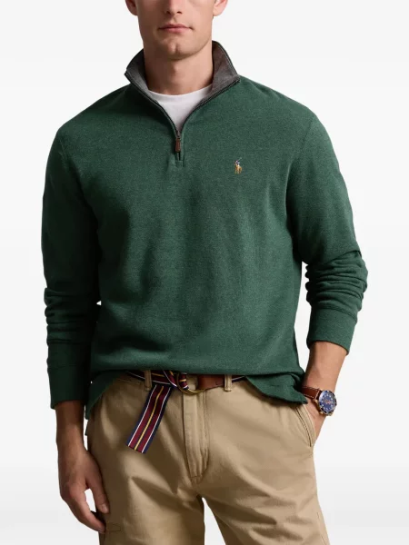 Tricou polo Polo Ralph Lauren cu glugă cu blană cu broderie roșu
