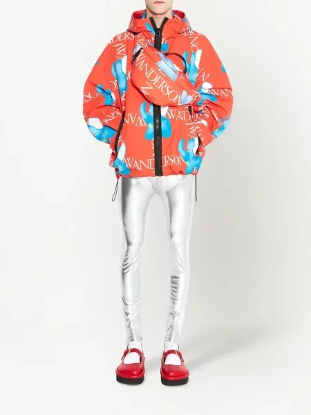 Bunda Jw Anderson s kapucí s potiskem červená