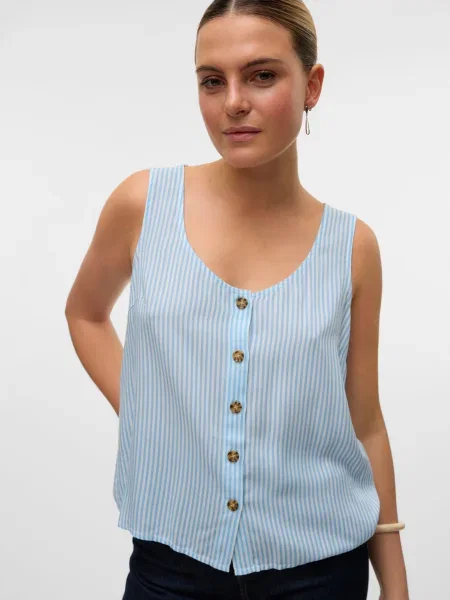 VERO MODA Blúzka VMBUMPY svetlomodrá / biela modrá