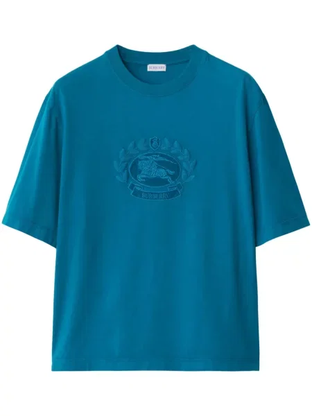 Tricou Burberry cu broderie albastru