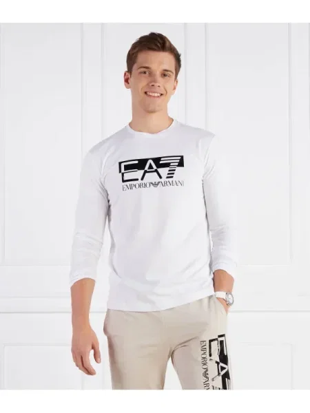 Tricou mânecă lungă Ea7 alb