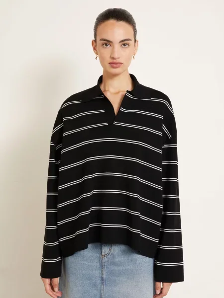 Ami Paris Polokošile V Oversized Střihu černá bílá