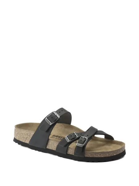 Iš natūralios odos sandalai Birkenstock su sagtimis juoda