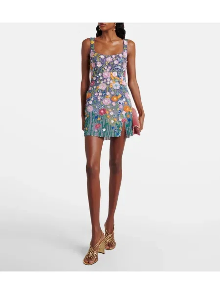 Rochie La Fuori cu broderie cu model floral