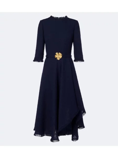 Rochie midi Oscar De La Renta din tweed albastru