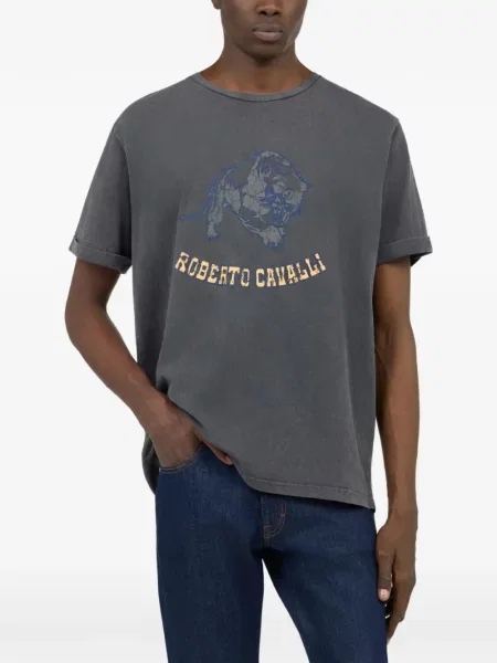 Tricou Roberto Cavalli cu imagine gri