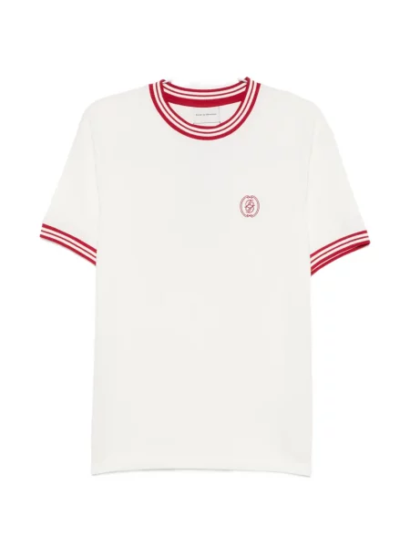 Tricou Drole De Monsieur cu broderie cu dungi alb