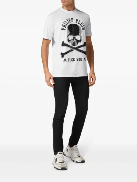 Křišťálové tričko Philipp Plein bílé