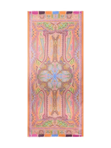 Fular Etro cu imagine cu model paisley portocaliu