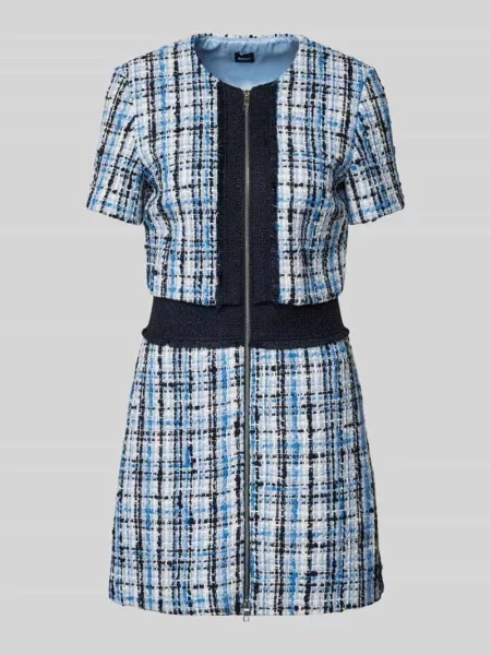 Sukienka mini z efektem bouclé model ‘Dosola’ Boss niebieska