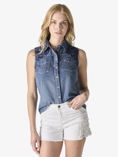 KOROSHI Bluză denim albastru