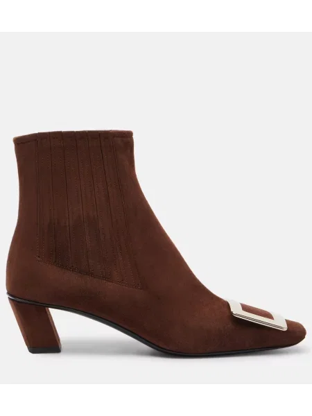 Cizme scurte Roger Vivier din piele de căprioară maro