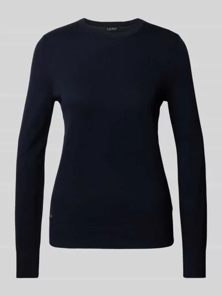 Dzianinowy sweter Lauren Ralph Lauren z okrągłym dekoltem niebieski