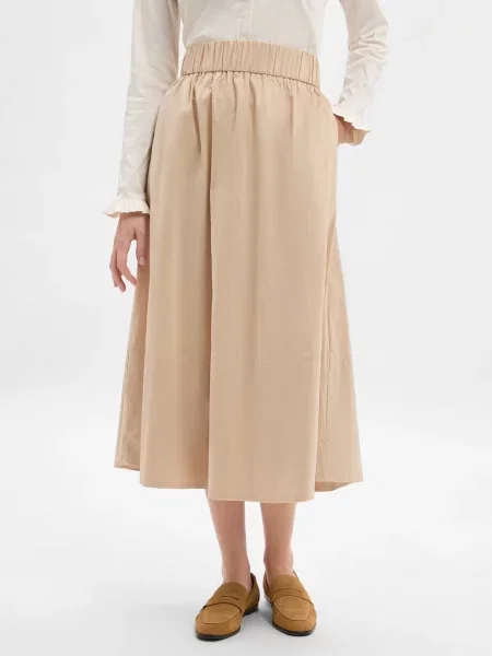 Spódnica midi Neo Noir do kolan popelinowa w paski biała