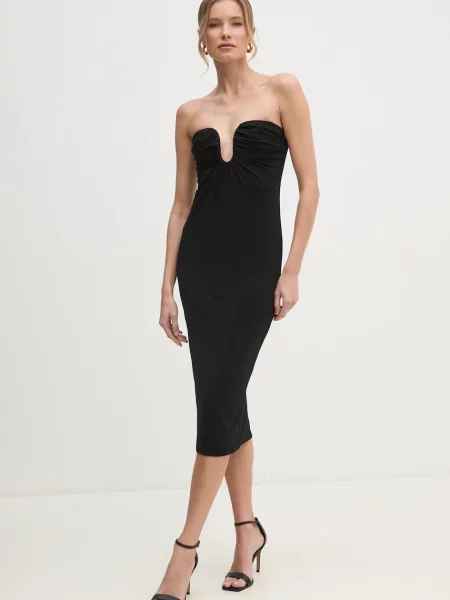 Pinko sukienka midi dopasowana czarny