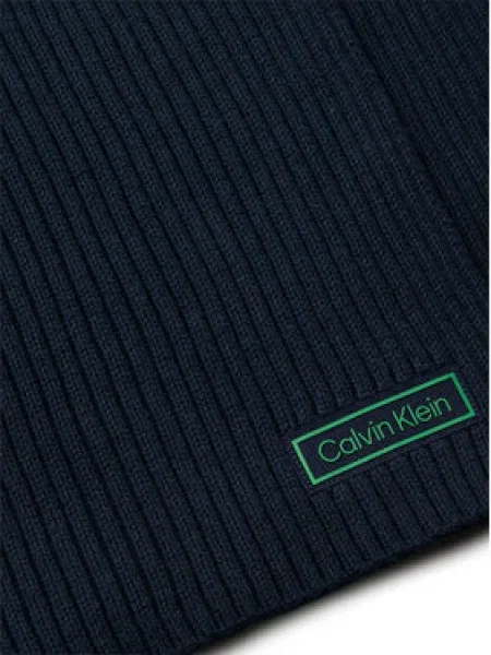 Calvin Klein Sál Patch Chunky Rib Cotton Scarf sötétkék