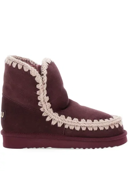 Botine Mou din piele de căprioară roșu