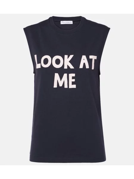 Top Jw Anderson cu imagine din jerseu albastru