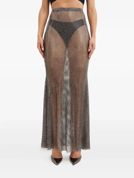 Długa spódnica maxi Santa Brands z siateczką z kryształkami srebrna