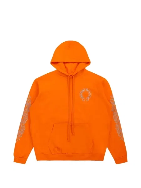 Hanorac cu glugă Chrome Hearts cu motiv cu inimi portocaliu
