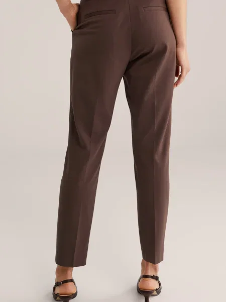 WE Fashion Pantaloni cu dungă maro