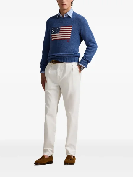 Slip de baie Polo Ralph Lauren cu broderie din piele de căprioară în carouri albastru