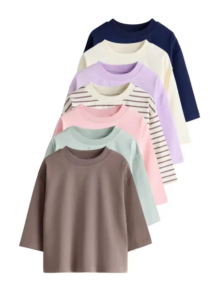 Next Tricou crem / închis / maro / verde mentă / mov lavandă / roz albastru