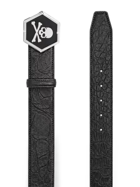 Cu centură curea Philipp Plein din piele negru