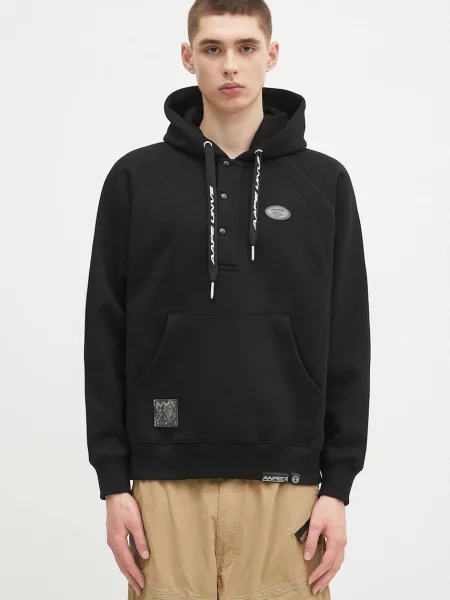 AAPE bluza Main z kapturem z aplikacją czarny