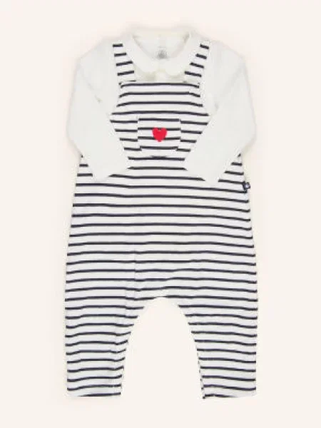 Petit Bateau Zestaw: Ogrodniczki I Body weiss biały