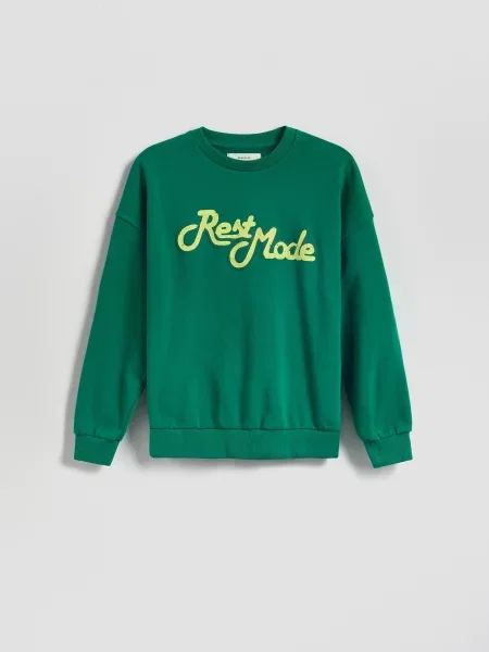 Reserved Mikina oversized s potiskem světle zelená