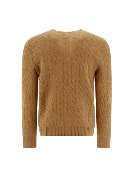 Sweter z dzianiny o kroju regular fit z mieszanki wełny i kaszmiru Ralph Lauren beżowy
