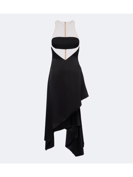 Rochie midi David Koma plasă asimetrică negru