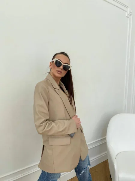 Блейзер Milirud штучна шкіра бежевий