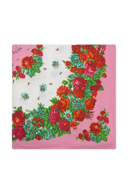 Fular Moschino cu model floral alb