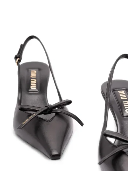 Pantofi cu toc Miu Miu cu funde slingback negru