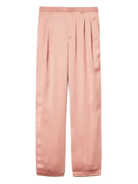 Pantaloni Twinset din satin plisate roz